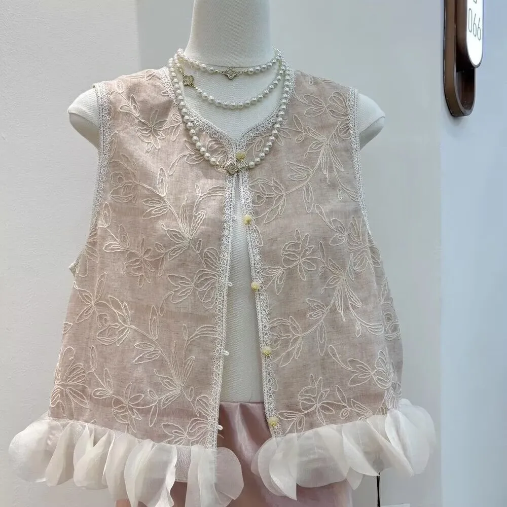 

Новая женская летняя тонкая жилетка в китайском стиле с вышивкой, безрукавка, ретро-жакет