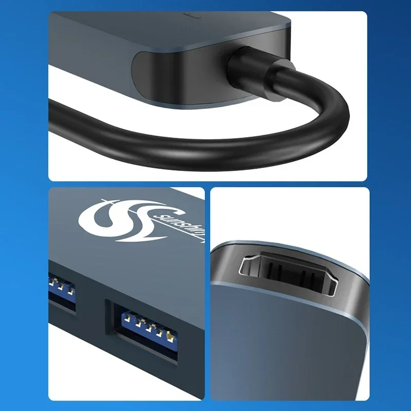 USB-концентратор 6 в 1, с разветвителем, устройство чтения карт памяти типа C, совместимая док-станция USB3.0, адаптер для ноутбука, SD TF для MacBook IPad