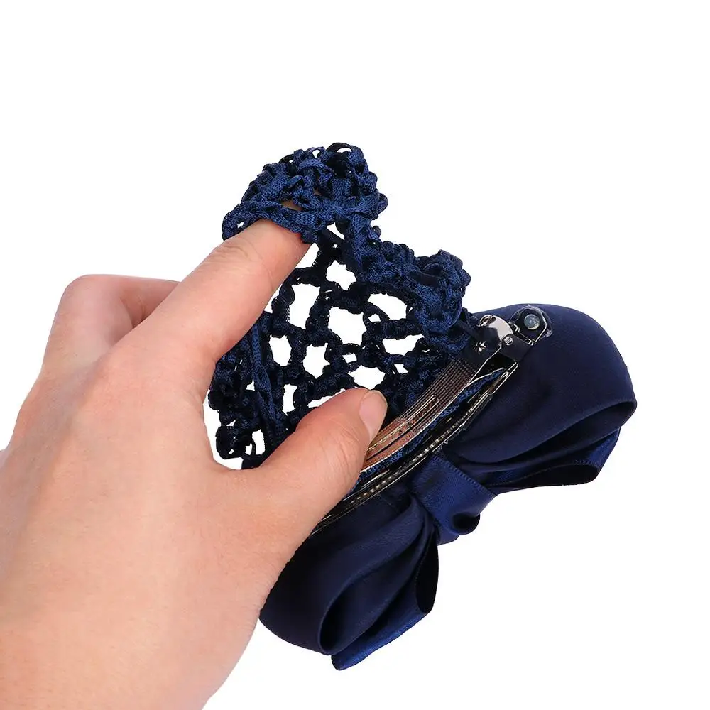 Сплошной цвет, женская заколка для волос, заколка с бантом, атласный бант, сетка, булочка, снуд, аксессуары для волос, заколки для волос