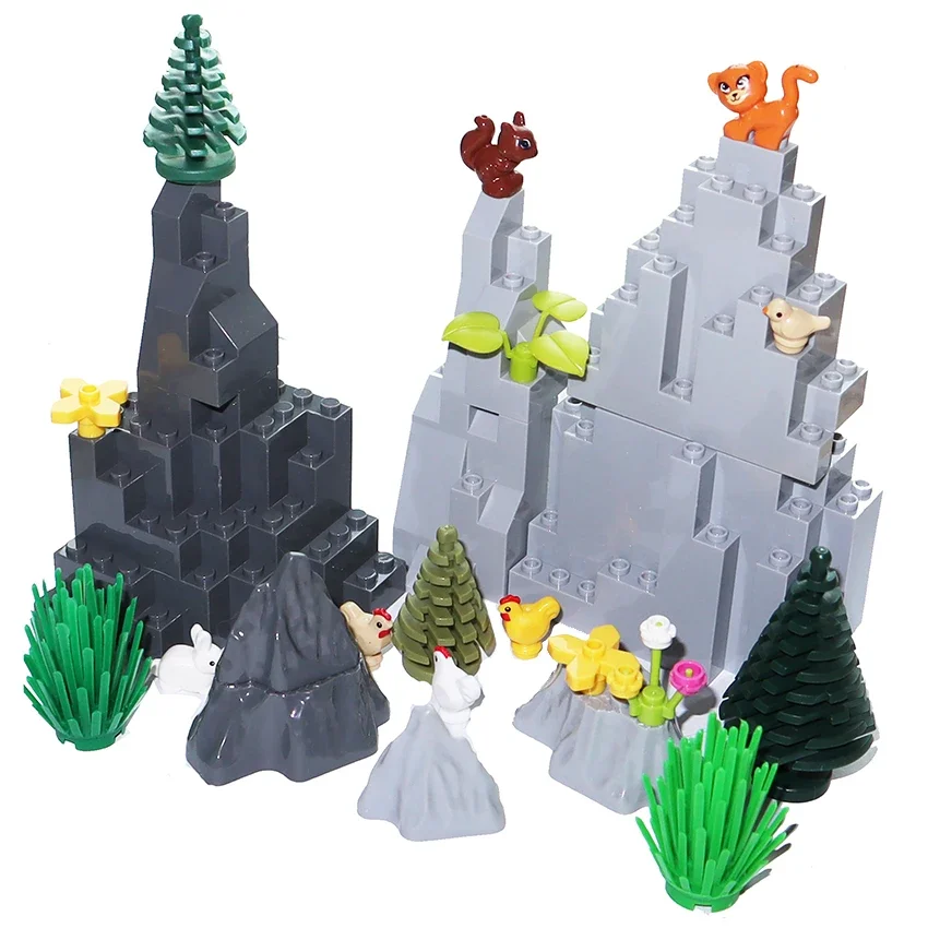 Building Blocks Rock Panel Mountain MOC City Street House Garden Rockery Accessories DIY Parts Hill Stone Bricks