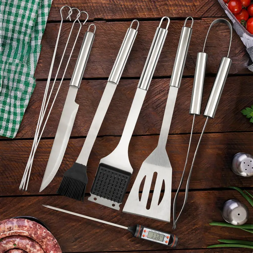 

11pcs BBQ Grill Accessories For Outdoor Stainless Steel Camping Barbecue Tools Grilling Tools Set Camping Grill Utensils For Dad