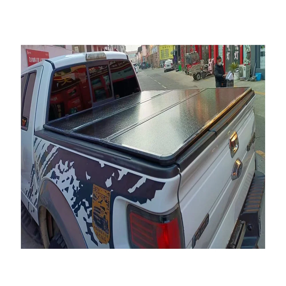 

High Quality 4x4 Full Aluminum Truck Bed Cover for F150 Replacement Black Hard Tri-fold Tonneau Cover for Universal Pickups