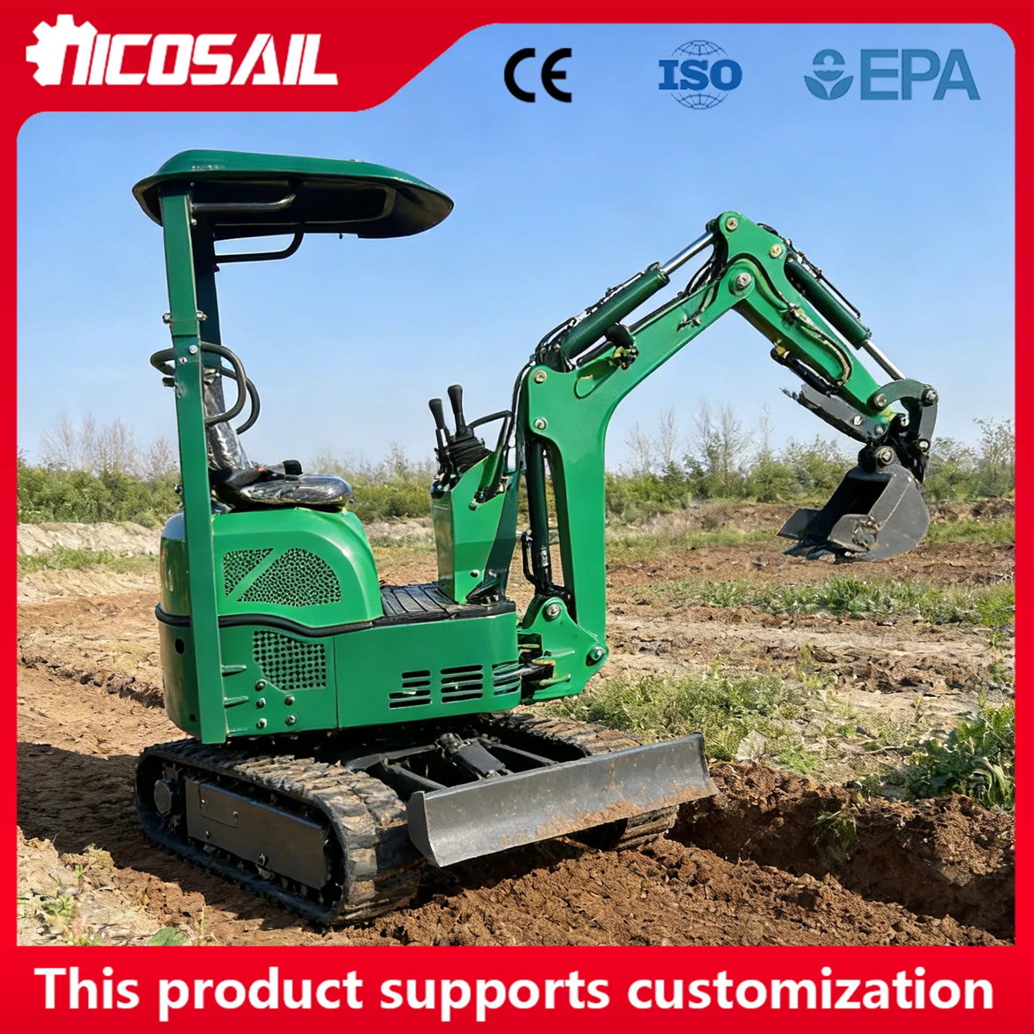 

0.8-ton 1-ton small tracked hydraulic excavator CE EPA certified for farm ranch and home landscape construction