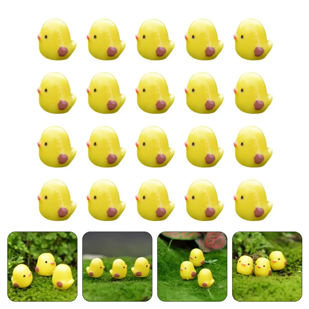 50PCS Resina Minúsculo Frango Estatuetas Mini Galinhas Miniaturas Micro Paisagem Fada Jardim Decor Terrário Artesanato Ornamento