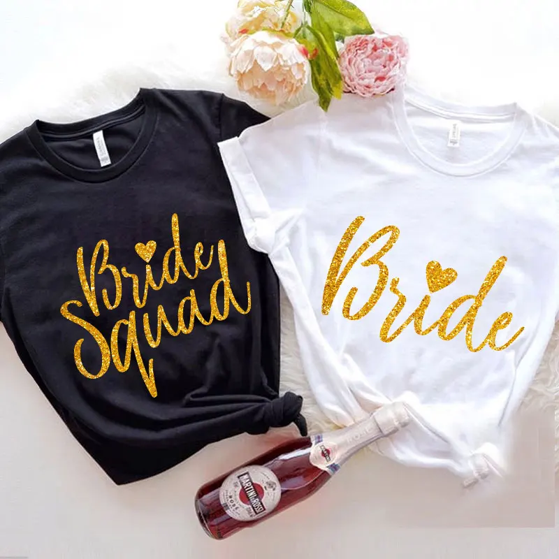 Team Bride Squad T-shirt Fashion Graphic Y2k Tops Bachelorette Clothing Girls Bridal Wedding Party Tshirt Future Bride EVJF Tees