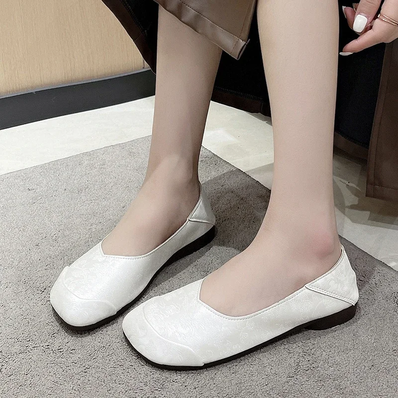 Shoes for Women 2024 New One Kick Women's Flats Autumn Square Toe Solid Outdoor Casual Comfortable Flat Office Ladies Shoes