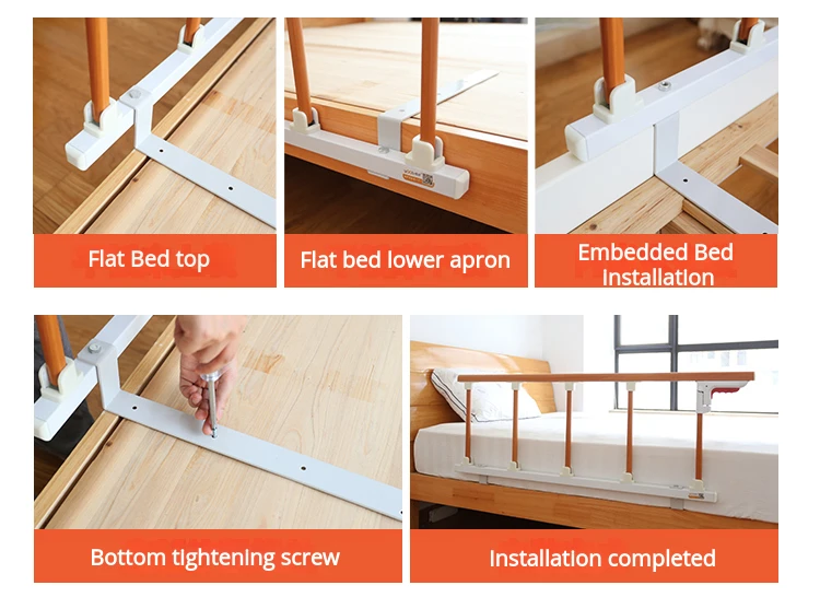 Grade de Proteção para Cama Dobrável de Liga de Alumínio com 3 Grades, Antiderrapante, Antiferrugem, Fácil Instalação, para Camas Planas/Box
