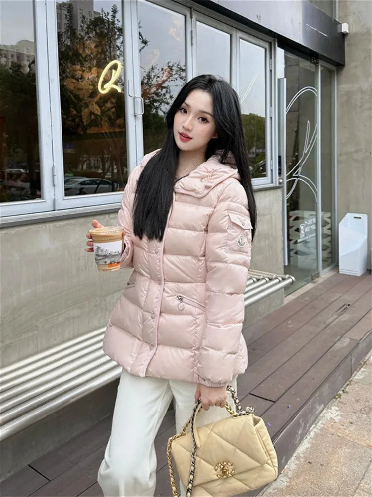 

Korean Sle Commute Pink Hooded Bread Women Spring Unique Super Beautiful down Cotton Jaet Trendy Long Sve Zipper