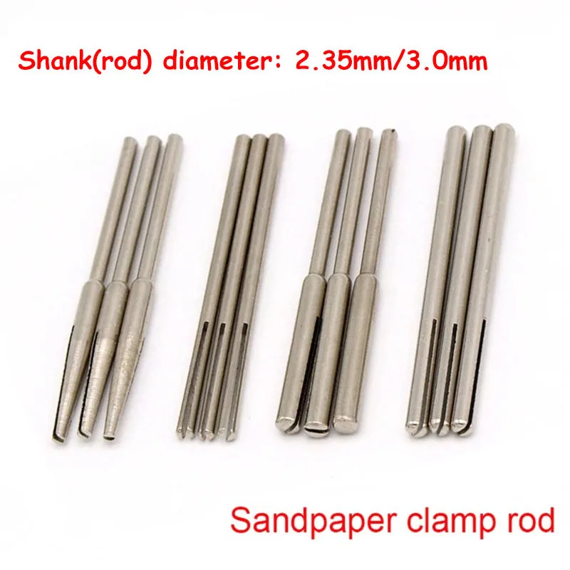 1-100 ชิ้น 2.35/3.0 มม.กระดาษทรายแคลมป์ยึดแท่งแยกแกนยาวที่ใส่ที่ขัดแบบคลิปสำหรับเครื่องบดไฟฟ้าอุปกรณ์เสริม