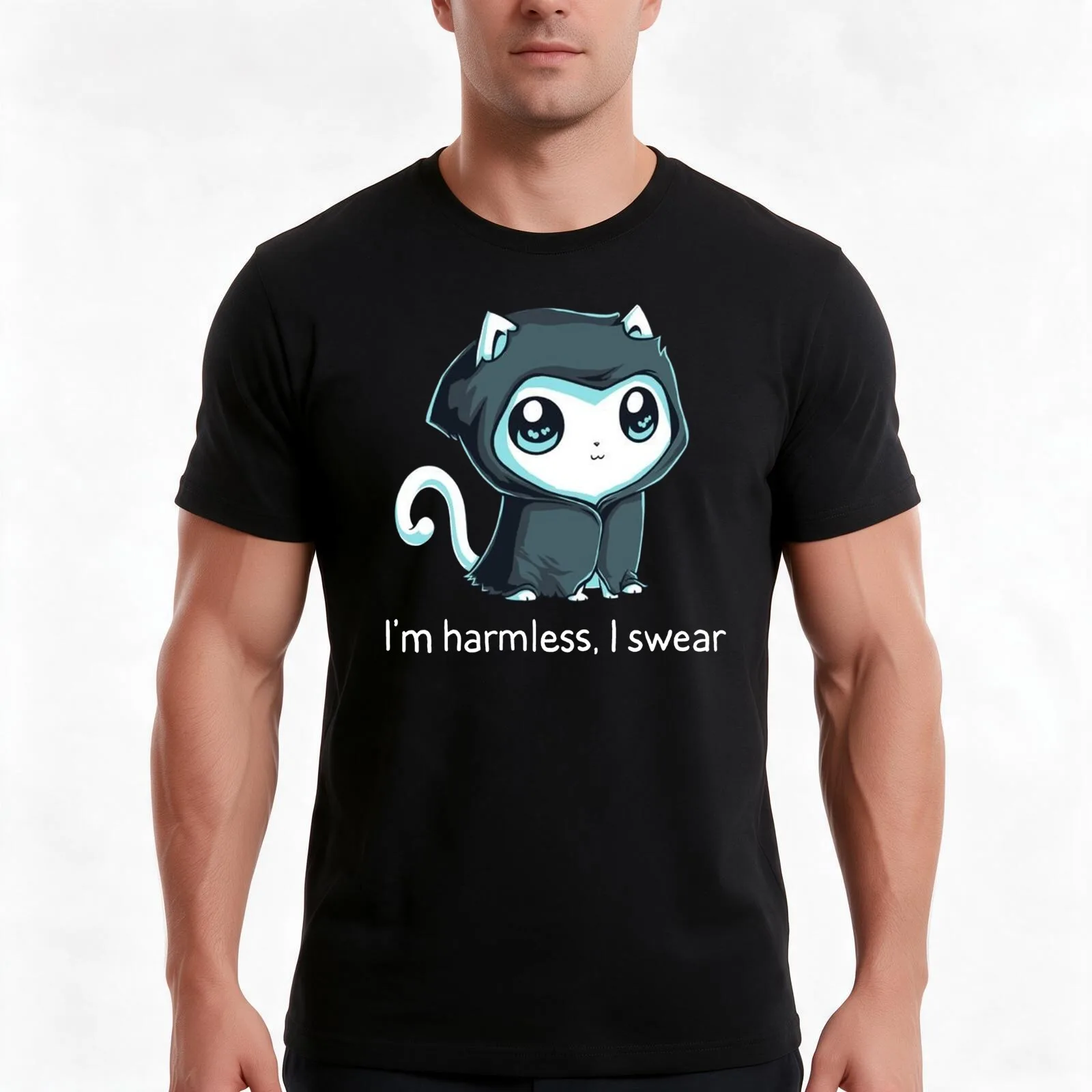 I'm harmless I swear T-Shirt, Summer Casual Cotton Tee, Oversized Streetwear Tops, Vintage Graphic Print, Loose Fit Short Sleeve
