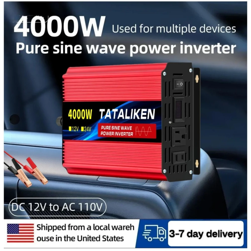 

TATALIKEN Pure Sine Wave Inversores Híbridos Solares Compatible Inverter 12V to 110V High Power Reliable for Home Backup