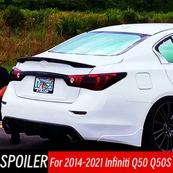For 2014-2021 Infiniti Q50 Q50S 4Door Rear Trunk Lid Boot Ducktail Lip Spoiler Wings Bodykit Black Carbon Car Tuning Accessories