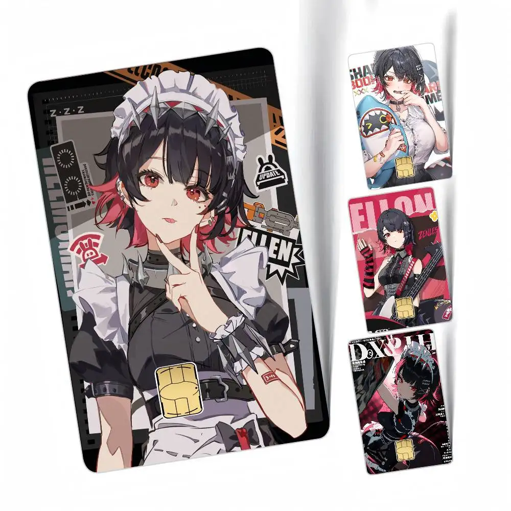 ZZZ Ellen Joe Game Zenless Zone Zero Anime Cartoon 1 set of 4 pcs Sticker Film Skin for Credit Card Debit Bank Bus Card