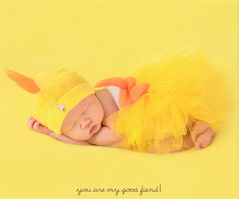 Puntelli per fotografia per neonato Vestito di pollo carino con cappello Bambole di pulcino carino Animali Fotografia Studio Photoshoot Puntelli per foto