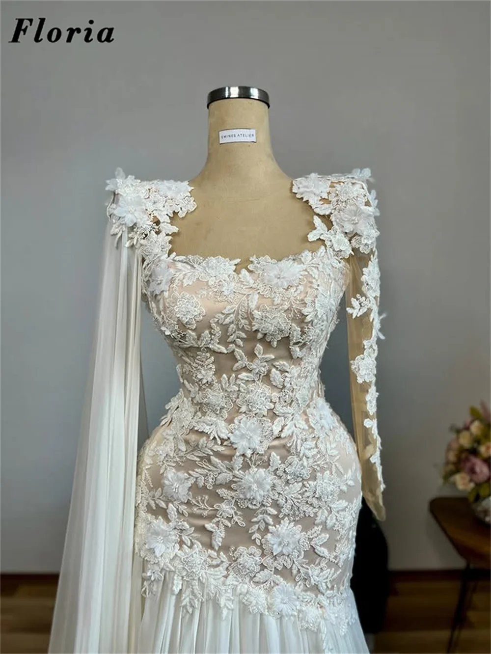 Customized White Lace Appluques Evening Dresses Beading Red Carpet Runway Dress Mermaid Wedding Party Gowns Vestidos De Cóctel