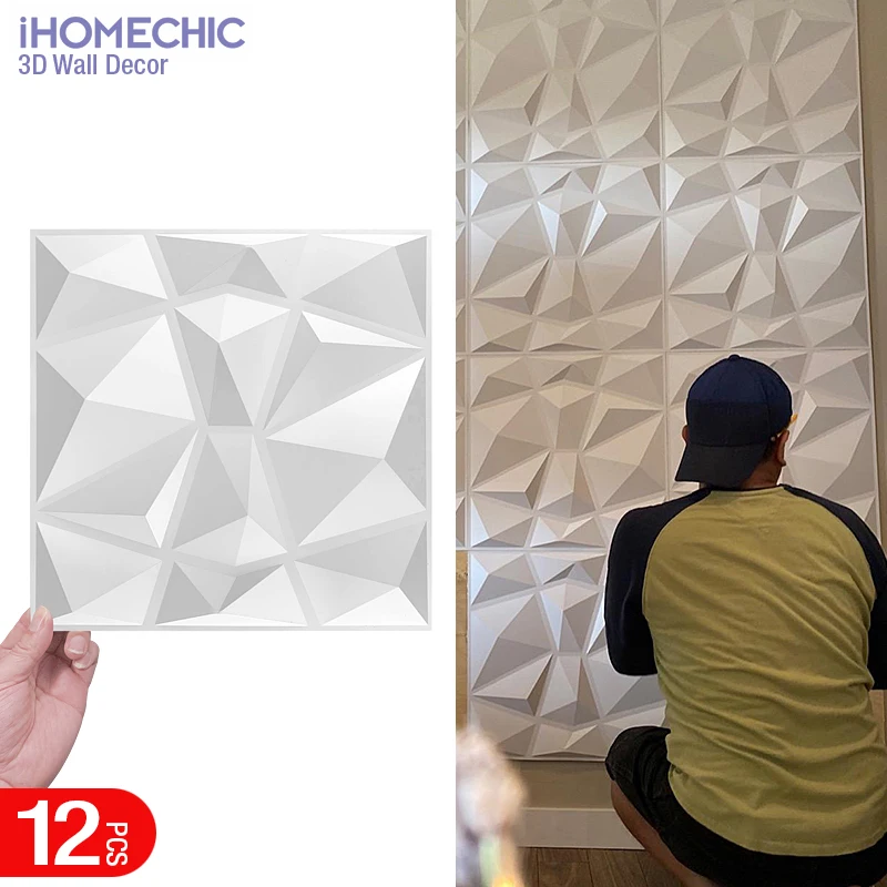 Imagem -01 - Super 3d Art Painel de Parede para Home Decor à Prova d Água Pvc Adesivo Decor Azulejos Design Diamante 1181 x 1181 x 1181 12 Pcs super 3d art painel de parede para home decor a prova d agua pvc adesivo decor azulejos design diamante 1181 x 1181 x 1181 12 pcs 01