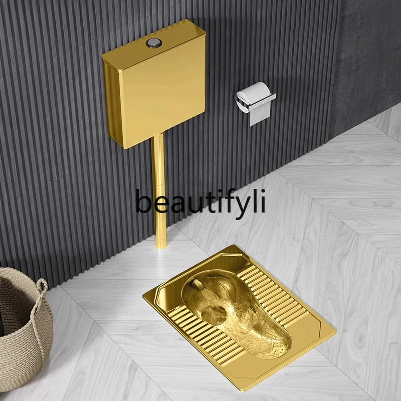 

Gold 304 stainless steel squatting bar toilet squatting pit household deodorant squatting toilet potty