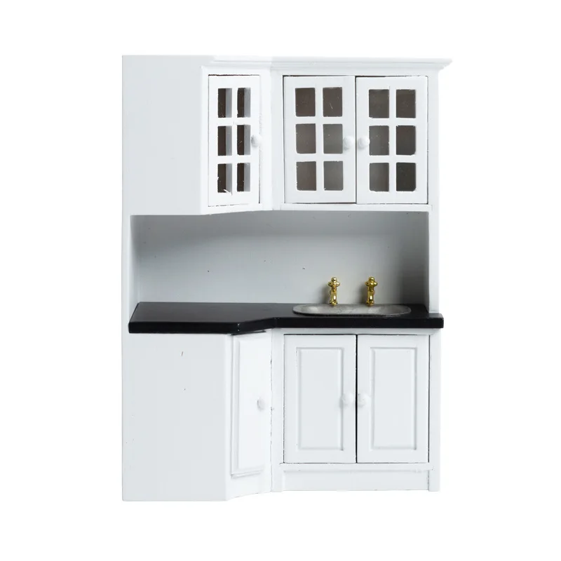 Mini mueble de cocina para casa de muñecas, modelo de juego de comida en miniatura, juego de mostrador de fregadero, regalo decorativo, 1:12