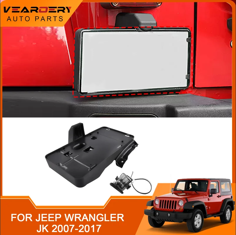 For Jeep Wrangler JK 2007-2017 rear license plate frame number label mounting bracket with lights