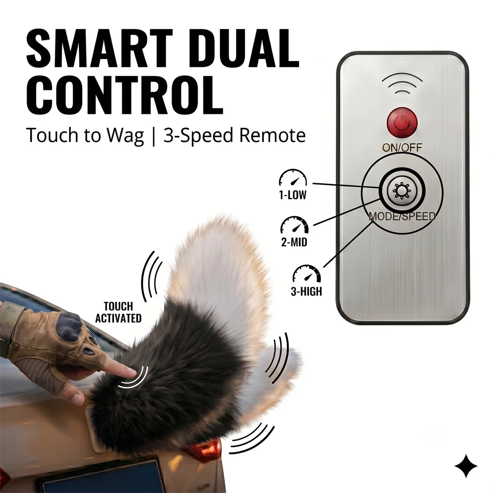 Fluffy Motorcycle Tail Decoration Vehicle Plush Car Moving Tail Electric FOX Tail Device Animal Road Kill For Attaching To Car