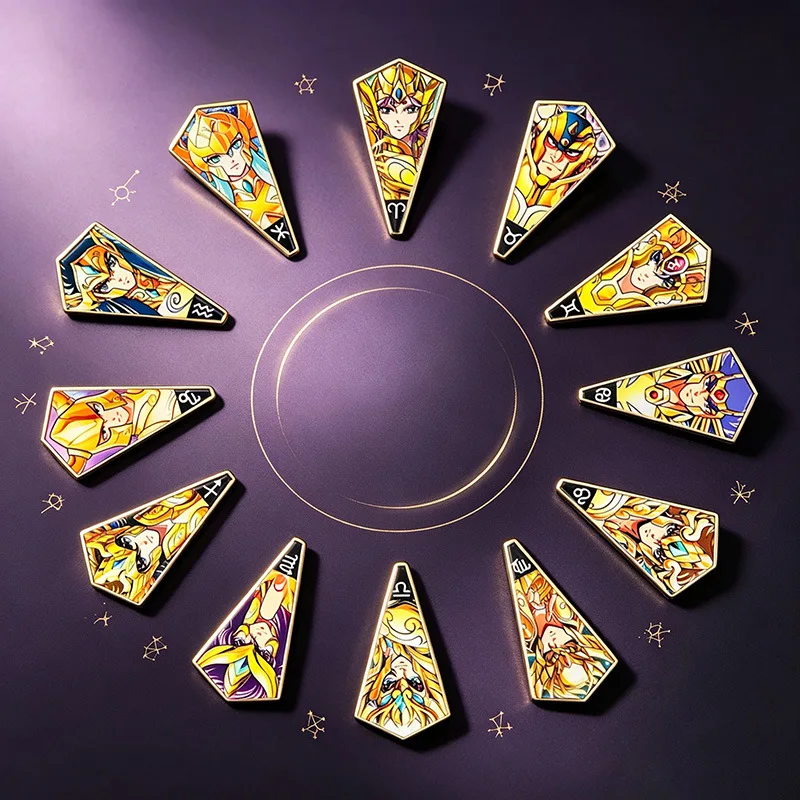 6-12Pcs Anime Saint Seiya Enamel Pins For Backpack Cartoon Gold Saint Brooch Badge For Clothes Schoolbags Friend Collect Gift view 3