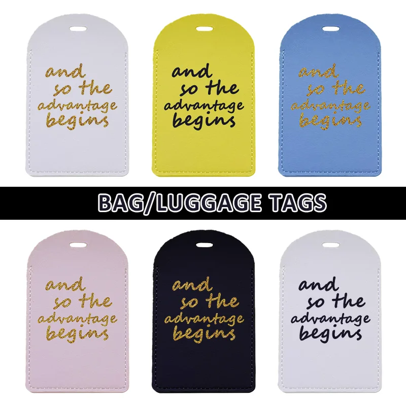 

PU Leather Travel Luggage Tags with Privacy Cover for Suitcase Handbags Backpacks Men Women Advantage Begin Baggage Tags
