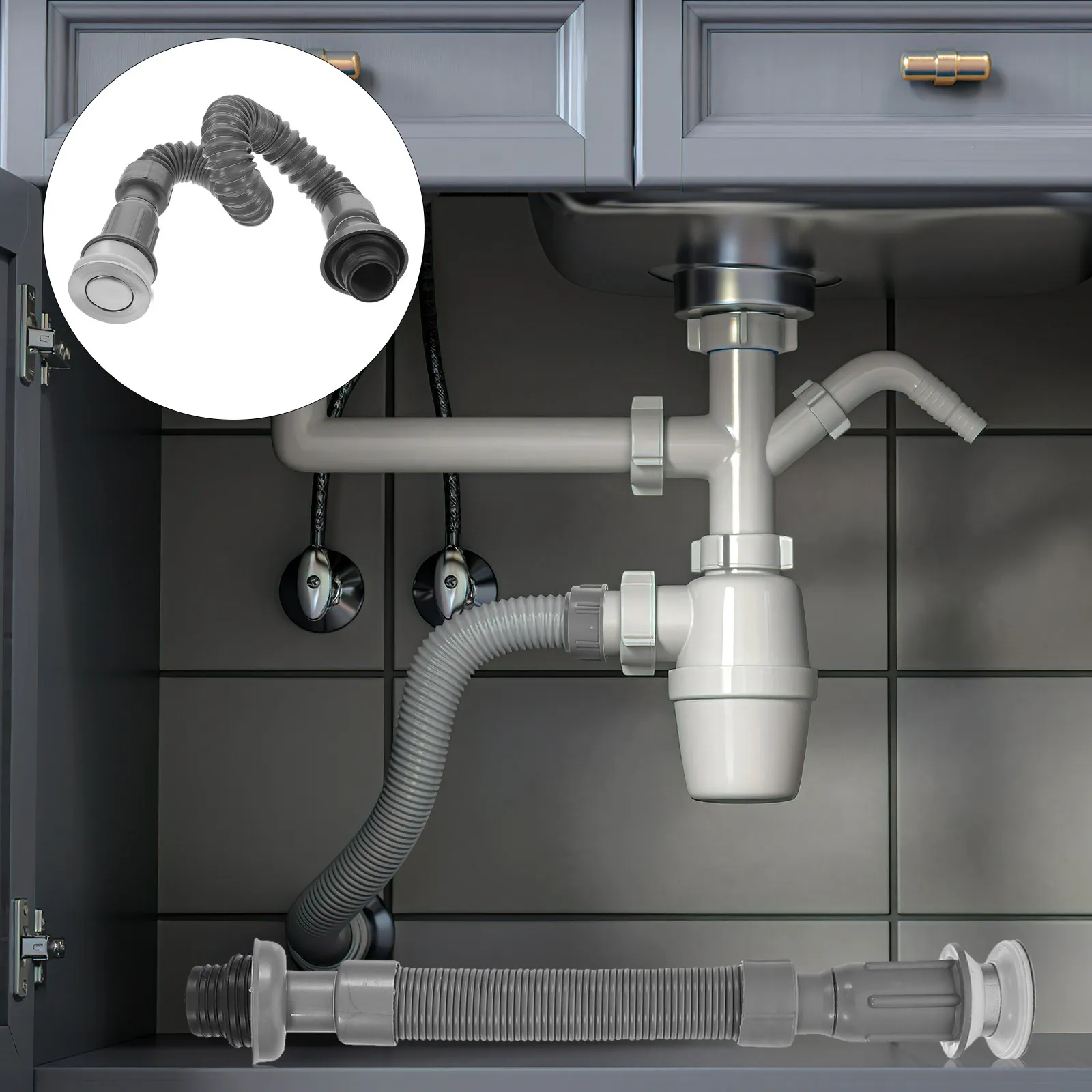 

Flexible Tubular Sink Drain Hose High Durability Premium Material Kitchen Bathroom Sink Draining Plumbing Drain Tubing