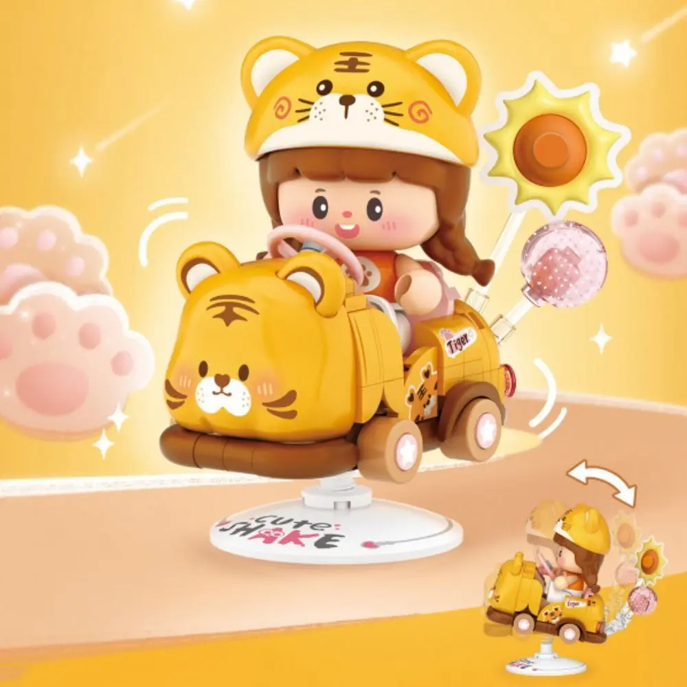 Aprendizagem montar carro de balanço para animais de estimação montar brinquedos pequenas partículas caminhão de alimentação blocos de construção de carro de balanço 190 peças + loja de frutas