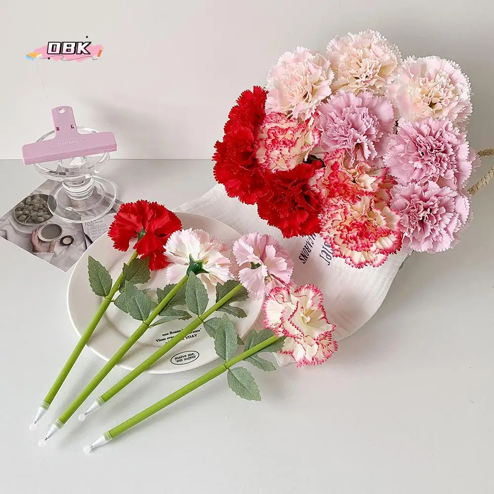 

4Pcs Artificial Flower Flower Ballpoint Pen Teacher's Day Gift Carnation Rose Neutral Gel Pens Decoration Writing Smoothly