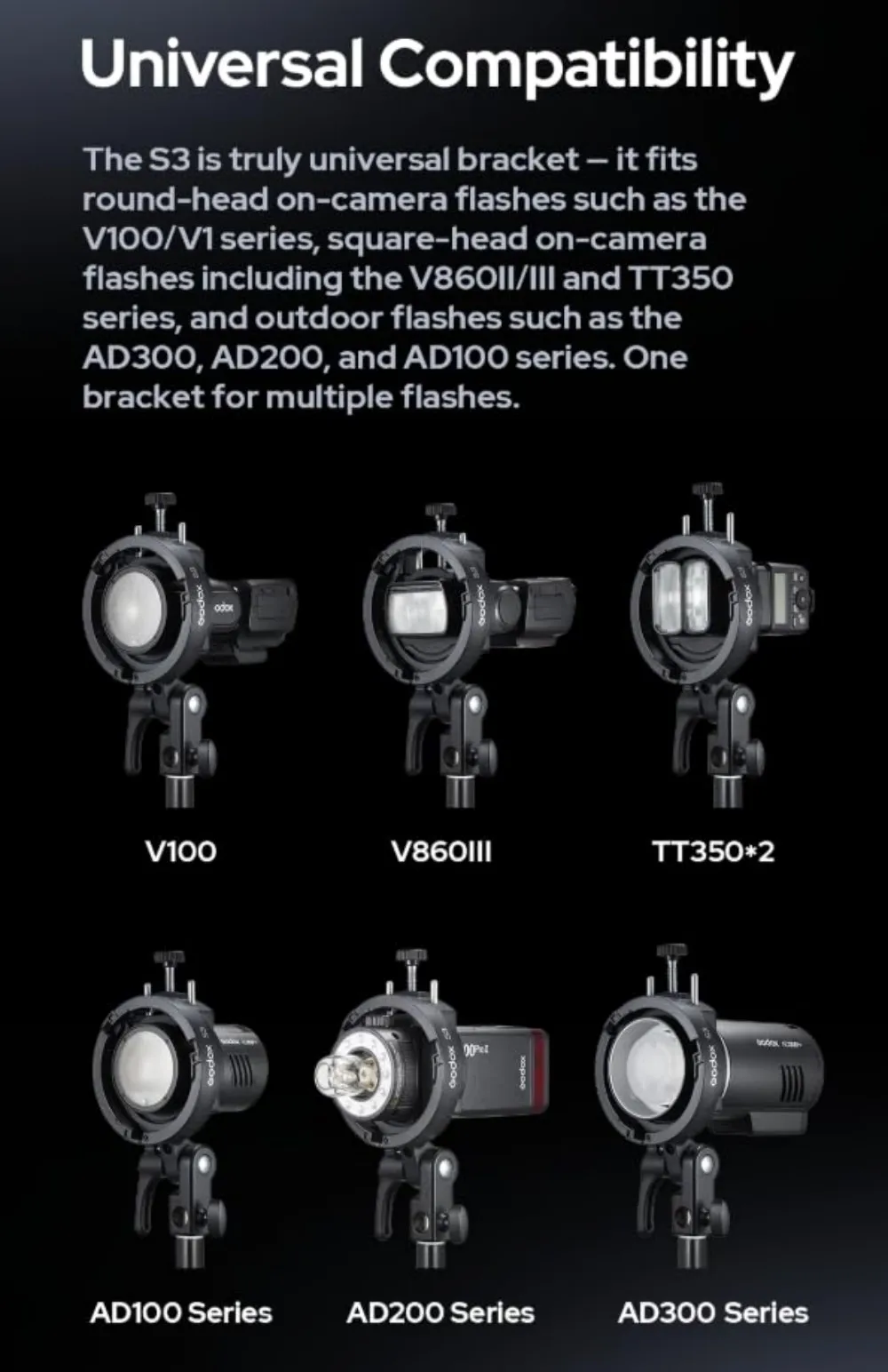 NEUE Godox S3 Speedlite-Halterung für Godox AD200Pro AD200Pro II AD400Pro AD400Pro II AD600Pro – Detail 9