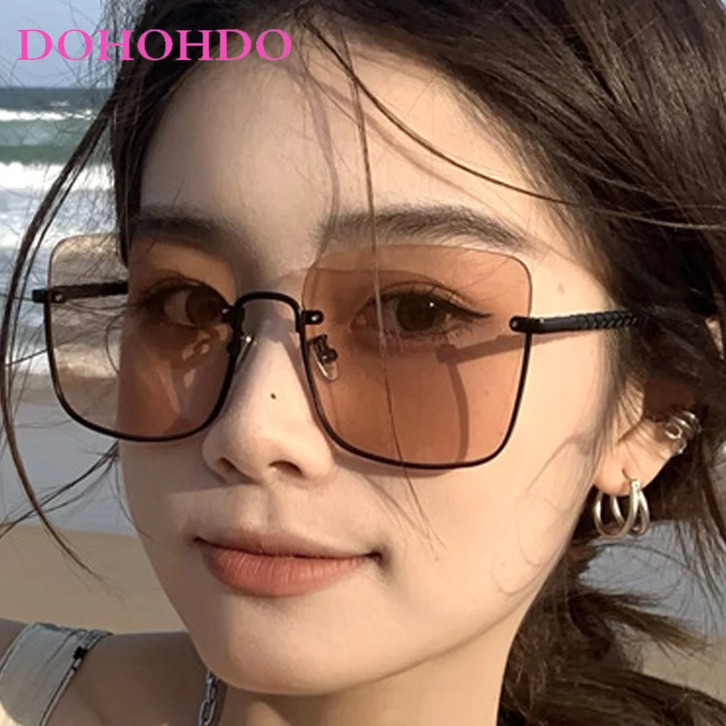 

Luxury Fashion Metal Half Frame Square Sunglasses Men Vintage Sunglasses Women Trending Outdoor Travel Sunglasses UV400 Lentes