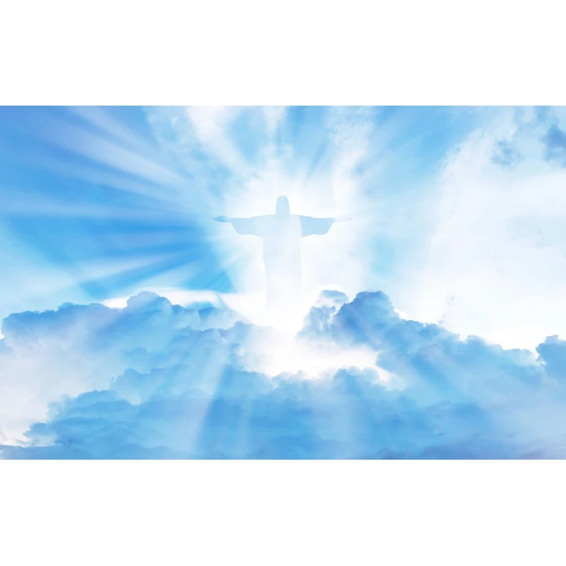 Christian Cross Backdrop Holy Lights Heaven Sky Clouds Lord Pray Resurrection of Jesus Easter Background Photo Studio Props