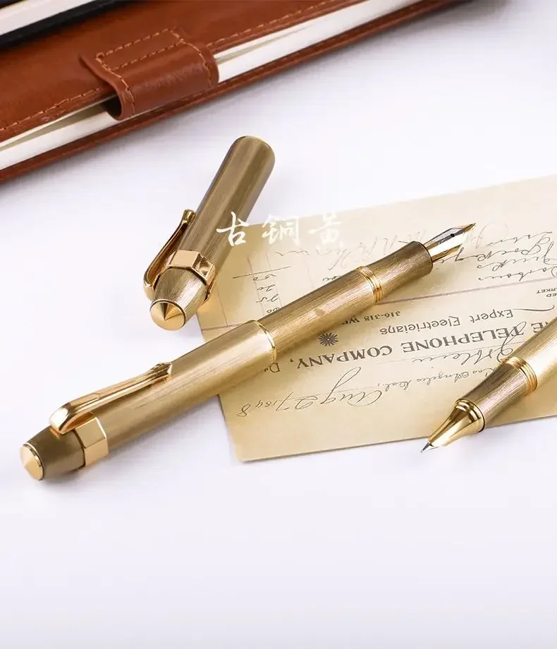 Hot Hand Polished Nib Rotten Tip Α Coefficient Brass Short Retro Metal Fountain Pen Extra Fine Art Curved Tip Pens For Writing