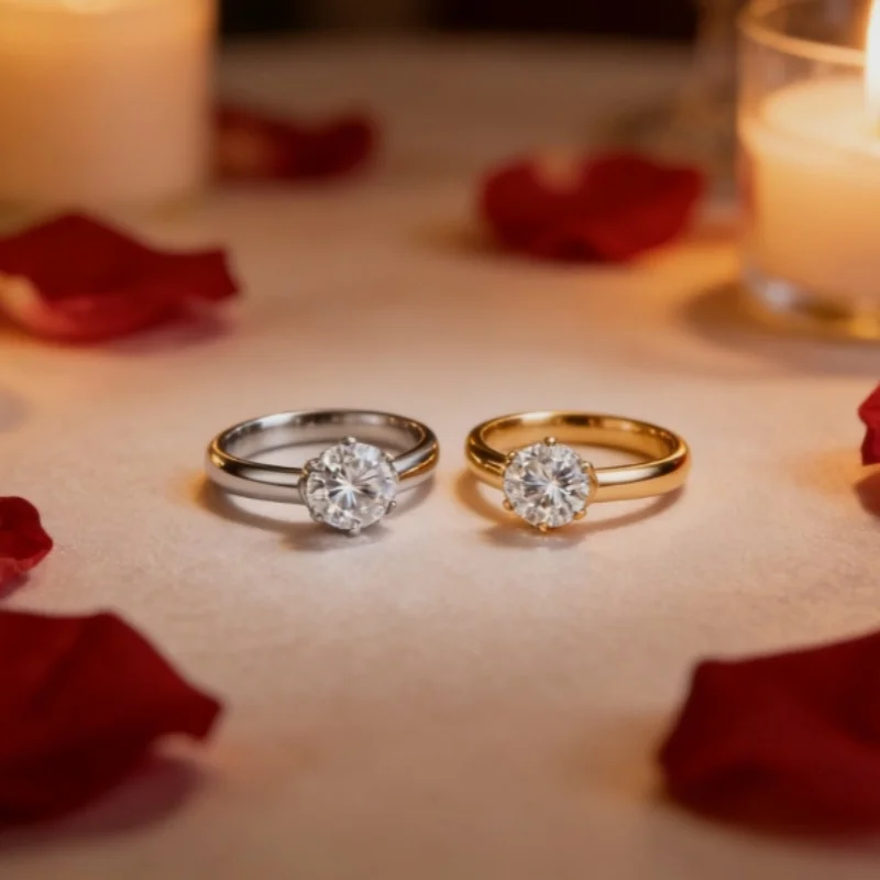 

2026 New Stainless Steel Diamond Setting Couple Rings For Women Men Engagement Ring Jewelry Valentine's day Gifts Size 5-12