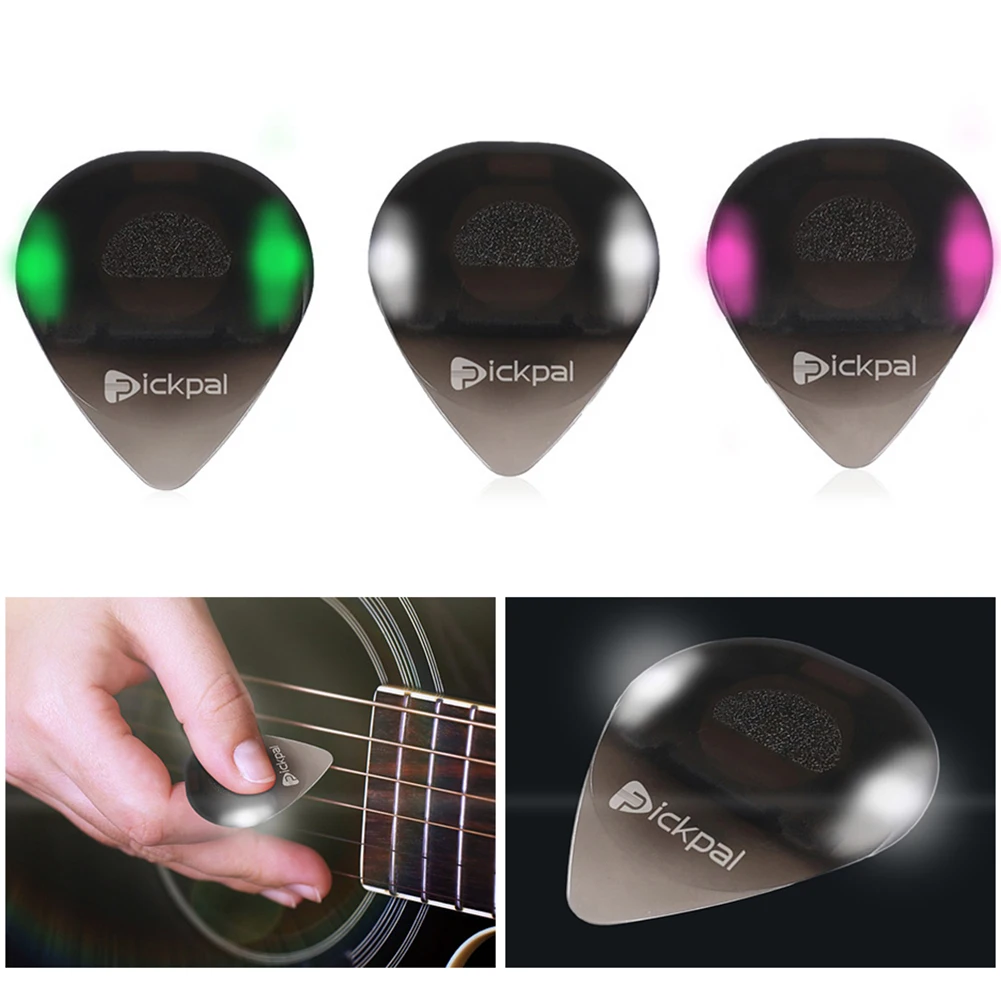 Electric Guitar Picks with High-Sensitivity LED Light Musical Instrument Glowing Plectrum Portable for Bass Electric Guitarists