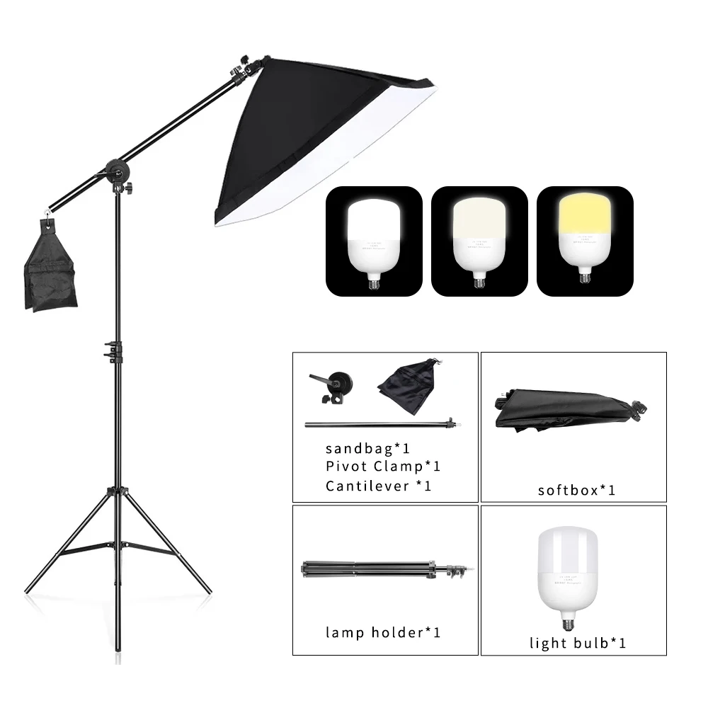 135 Watt Softbox Studio Lighting Photography LED Cold Warm Light Bulb 3800K-5500K Color Temperature 220V-220V E27 Base for Video