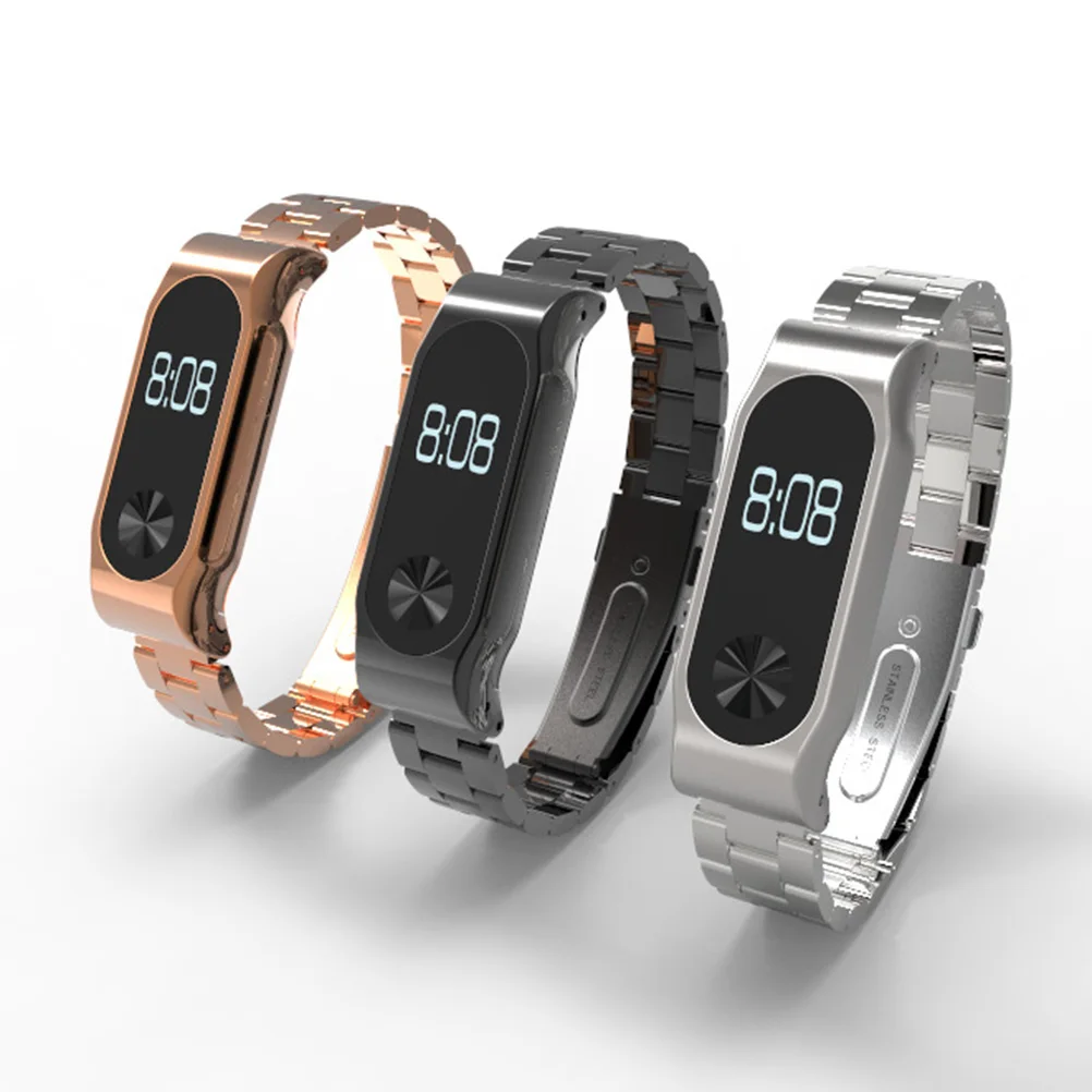 

Stainless Steel Wristband Protective Shell Replacement Straps Adjustable Metal Buckle Compatible