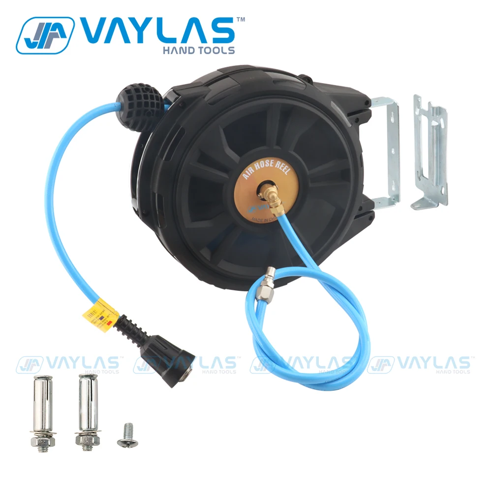 10M Retractable Air Hose Reel Wall / Ceiling Mount Hybrid Hose Air Compressor Heavy Duty Steel Reel Automatic Rewind Garage Tool