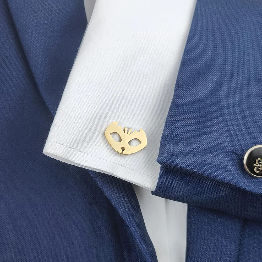 Cufflinks 316L Stainless Steel 18K Gold Plated Masquerade Mask Shirt Cuff Links Men Party Suit Jewelry Gift