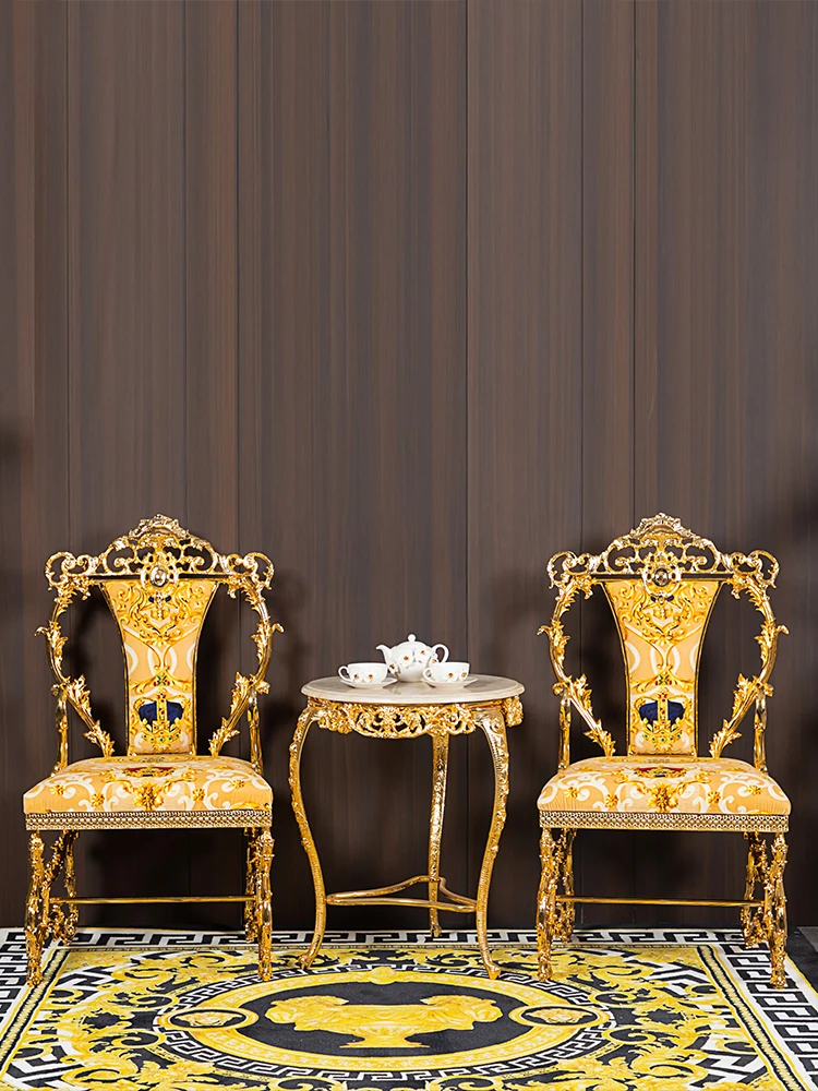 Villa leisure table carved metal leisure chair European classical table and chair combination negotiation special chair