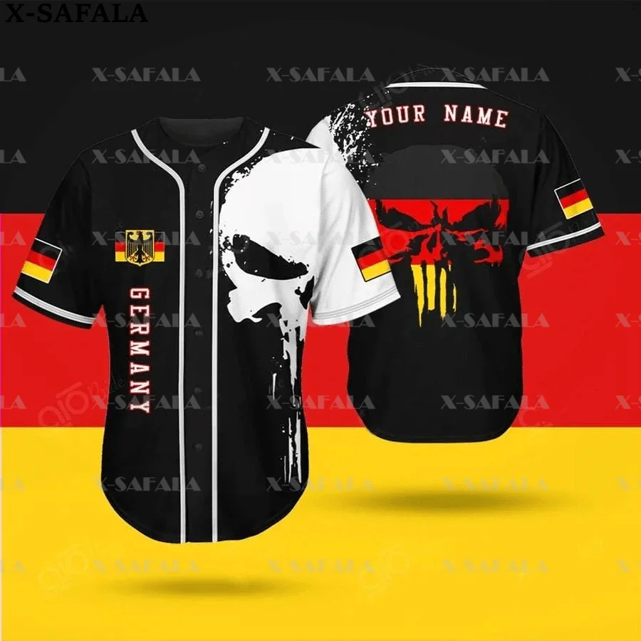 Custom Name Love GERMANY Country German 3D Printed Baseball Jersey Summer Shirt Men's Tops Tee Oversized Streetwear-2