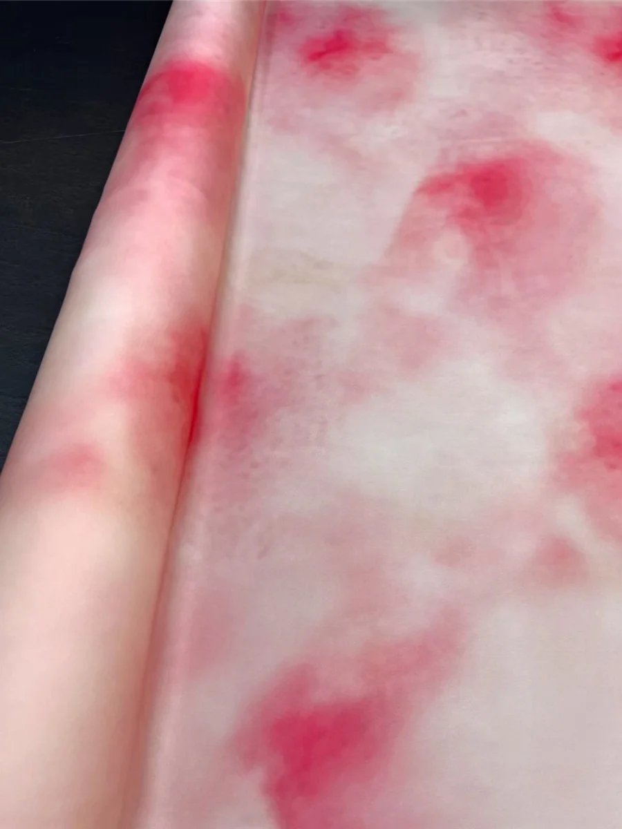 

Pink adient Series 9 Momme Elastic Double Gauze Silk Fabric for Summer Dr irt Home Sponge Pad DIY Hanrt