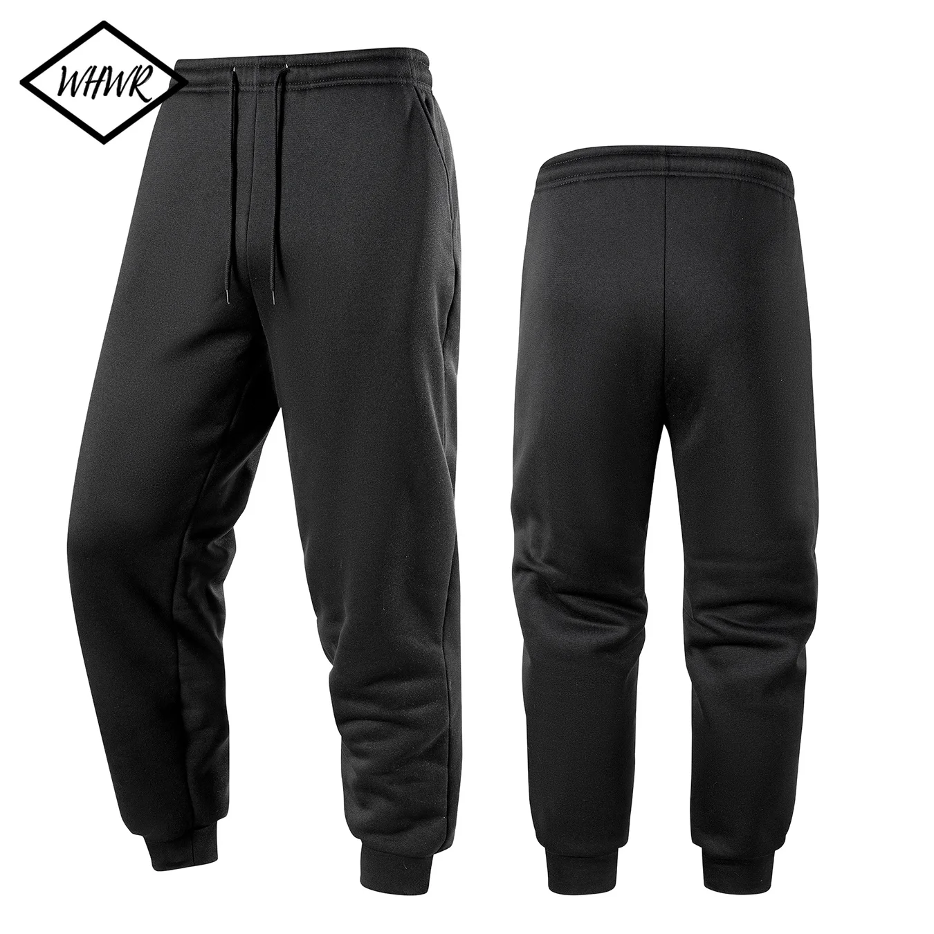 Men Fleece Lined Jogger Sweatpants Thick Warm Elastic Waist Drawstring Tapered Pants Ribbed Cuffs Casual Athletic Winter Wear