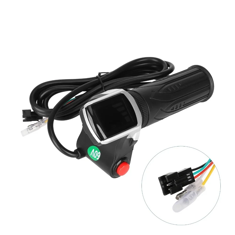 Electric Bicycle Throttle 60V Featuring LCD Display for Speed and Battery Level Speed Control Button and Locking Mechanism