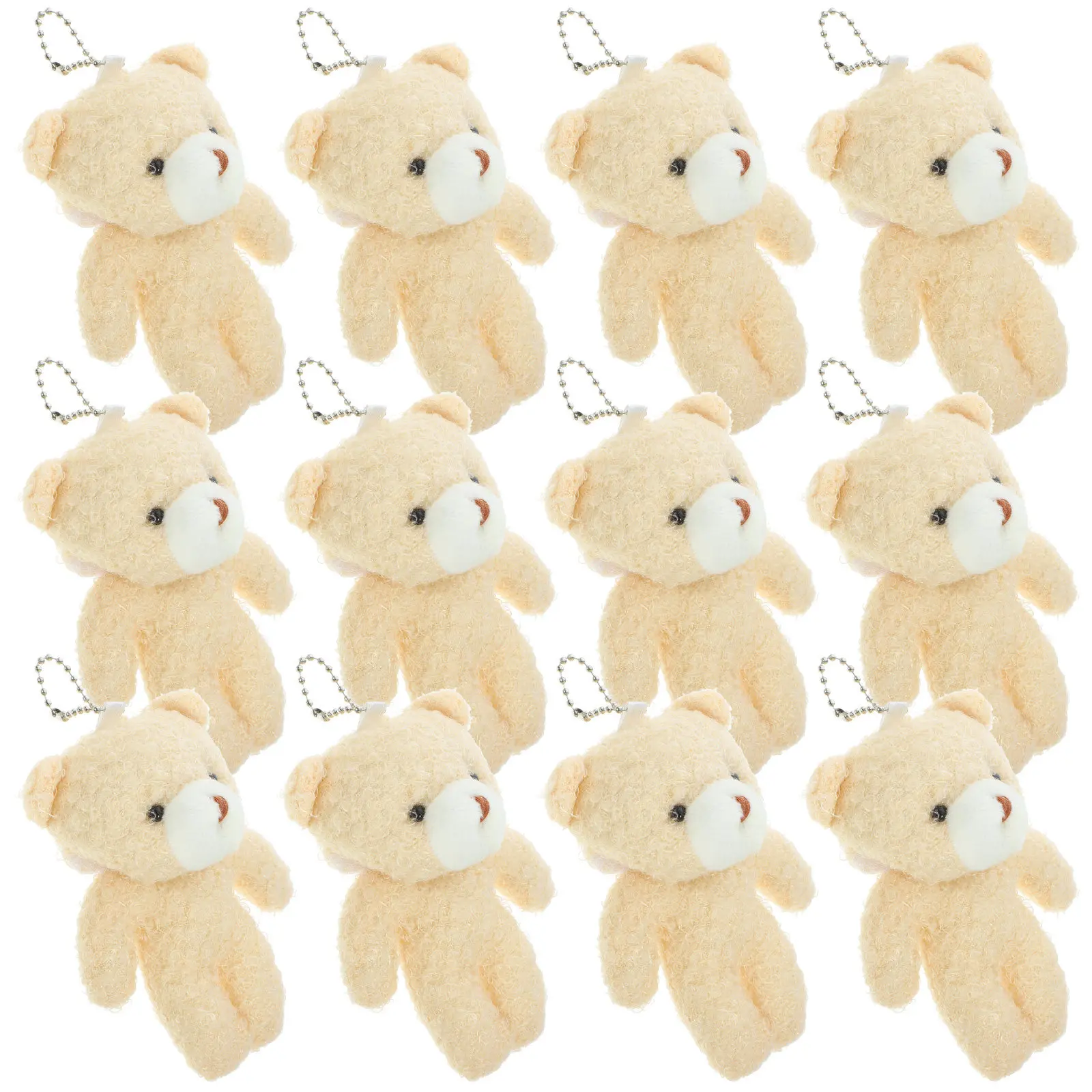 12 Piezas de Ositos de Peluche Pequeños, Llaveros Colgantes, Decoración Suave para Bolsos, Accesorio Portátil Multifunción DIY