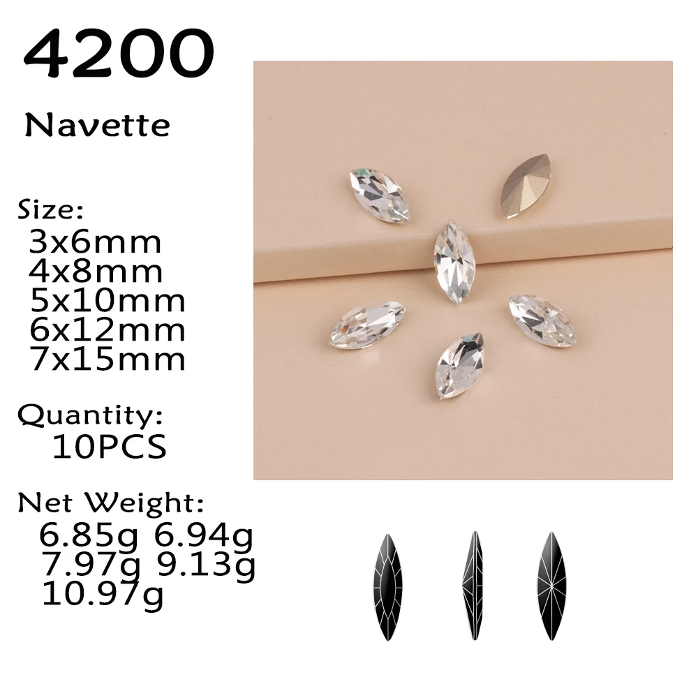 Different Shapes Super Clear 10PCS Rhinestones Glass DIY Accessories Crafts Crystal Jewels Beads For Nail Art Garment Decoration