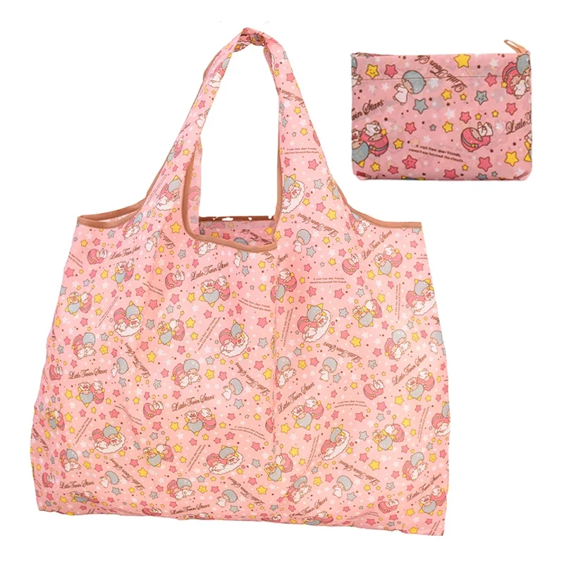 Foldable Bee Bear Cat Flower Pattern Large Shopping Bag Washable Reusable Easy To Carry Capacity Handbags