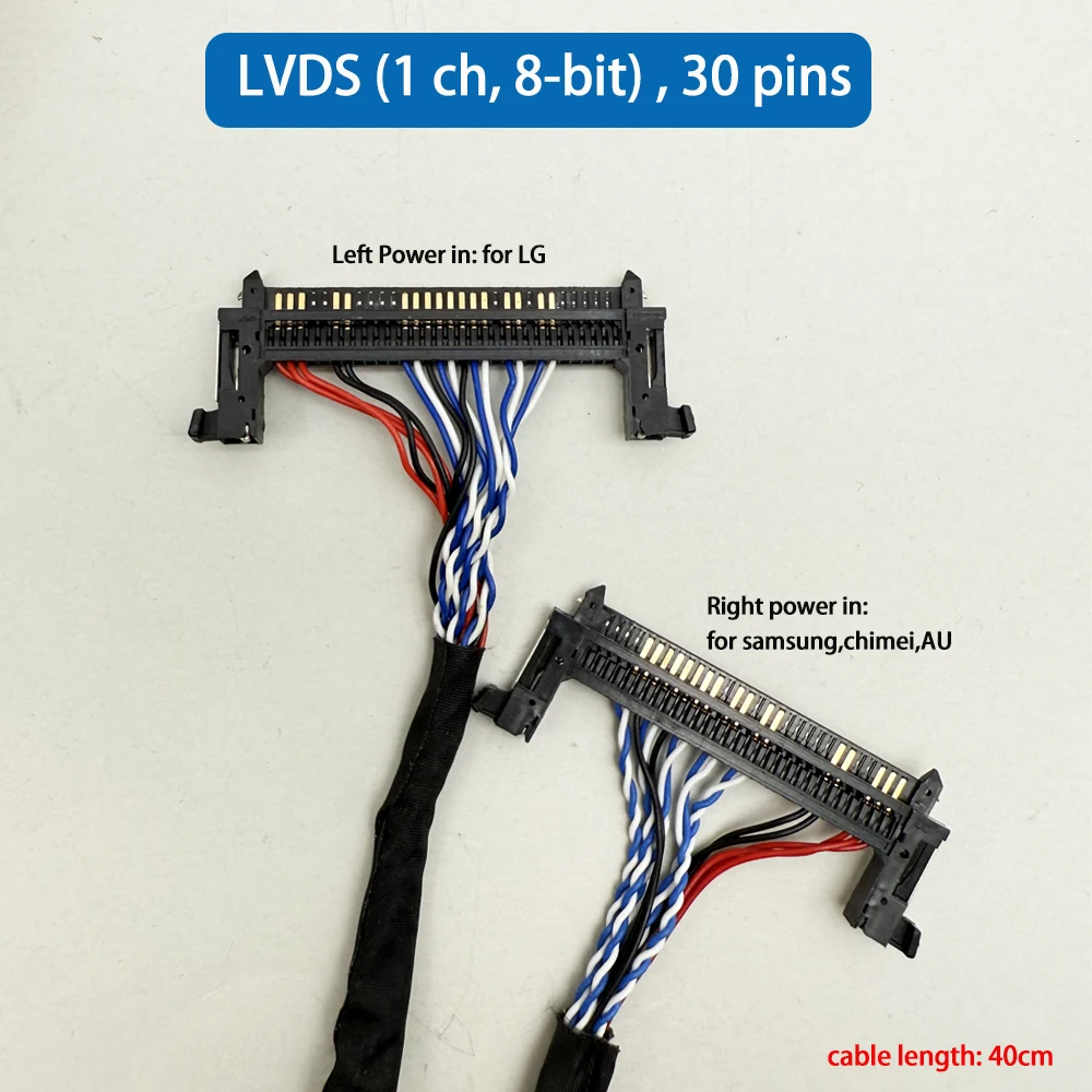FI-E30P-D8 lvds cable for LTA320WT-L16 30PIN 1ch 8bit lvds cable for samsung black Snap left/right power in 40cm