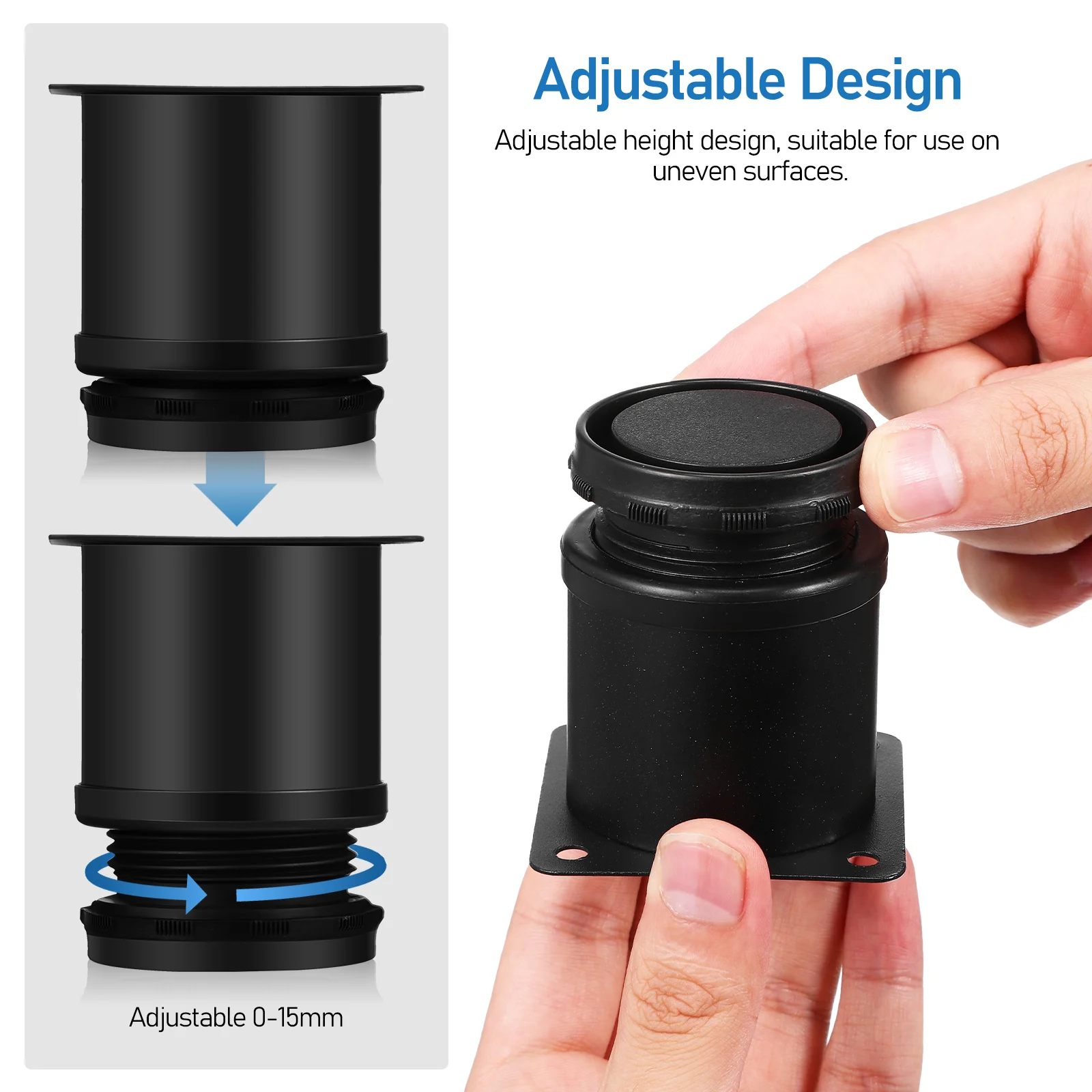 

8pcs Black 50x60mm Stainless Steel Furniture Legs Feet Screws for Table Desk Heavy Duty Adjustable Suitable Home Office DIY