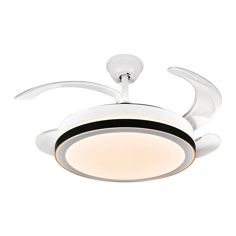 Lustre moderno com luz cristalina, Ventilador de teto vintage, Controle remoto para casa